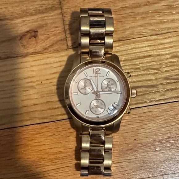 Michael Kors Rose Gold-Tone Watch with White Dial - Picture 1 of 5